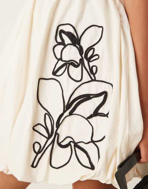 Mango - Babydoll mini-jurk in wit , 4 van 4