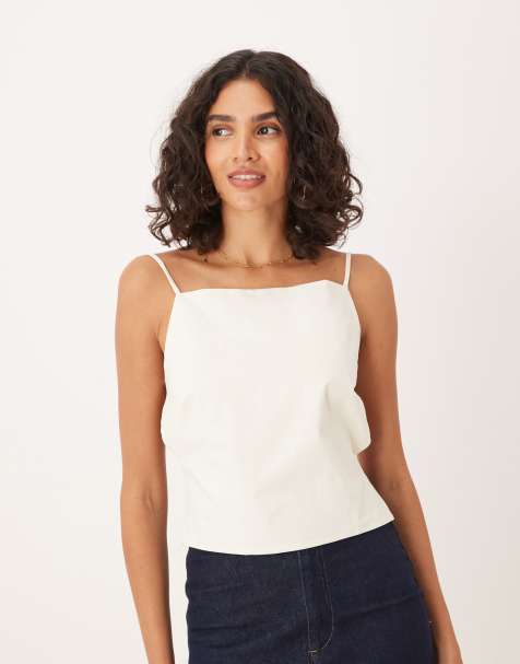 Mango backless strappy top in beige - view 1