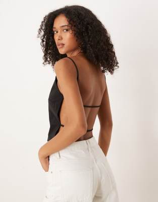 Mango Backless Strappy Top In Black