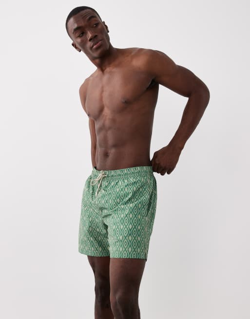 Mango – Badeshorts in Grün mit geometrischem Muster, 3 von 5