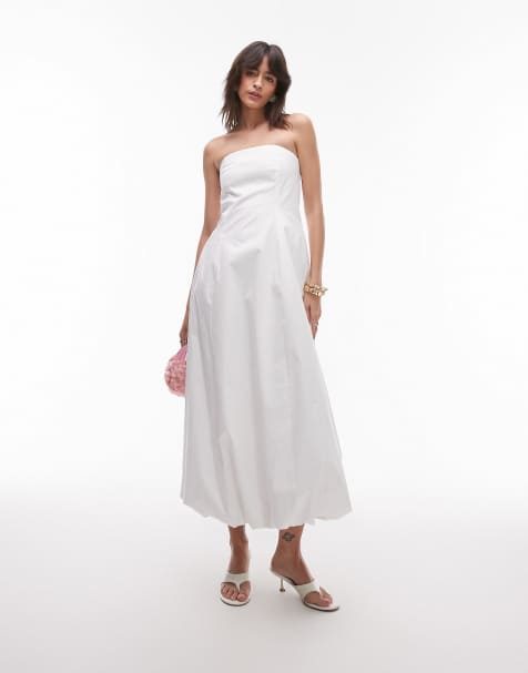 Mango baduea maxi dress with soft puff hem in white - view 1