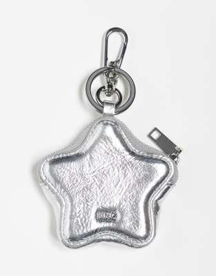 Mango Mango bag charm purse star key ring in silver