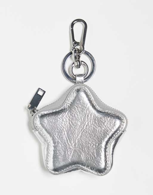 Mango bag charm purse star key ring in silver | ASOS