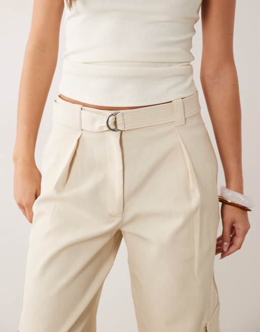 Mango baggy utility trouser in beige, 3 of 5