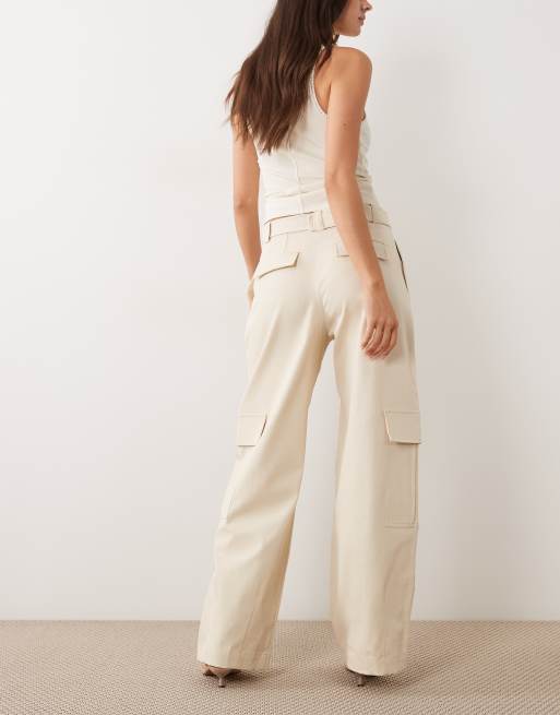 Mango baggy utility trouser in beige, 5 of 5