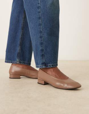 Mango - Ballerinas aus 100% Leder in Hellbraun mit Absatz-Brown