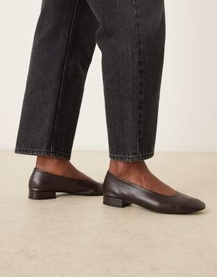 Mango - Ballerinas aus 100% Leder in Schokobraun mit Absatz-Brown