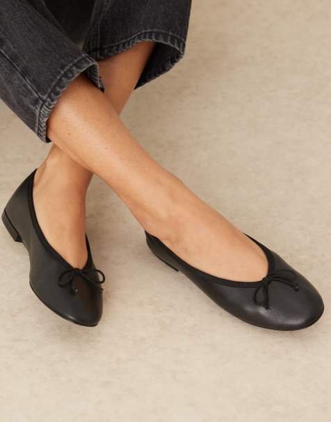 Mango – Ballerinas aus Leder in Schwarz - view 1