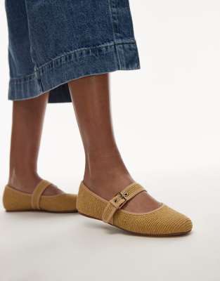 Mango - Ballerinas in Hellbraun mit Webstruktur