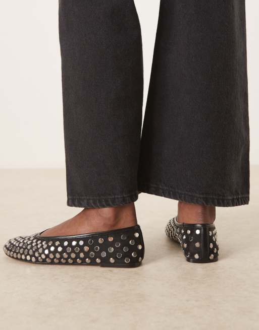 Mango – Ballerinas in Schwarz mit verspiegelten Nieten, 3 von 4