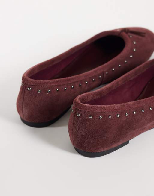 Mango ballerinasko i läder med nitar i burgundy, 4 av 4