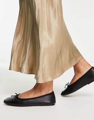 Mango ballet pumps with bow detail in black  - ASOS Price Checker