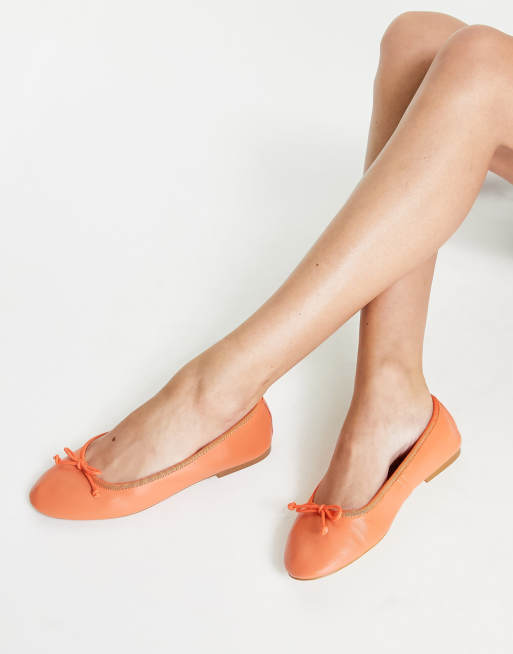 Mango Ballerines en cuir Orange