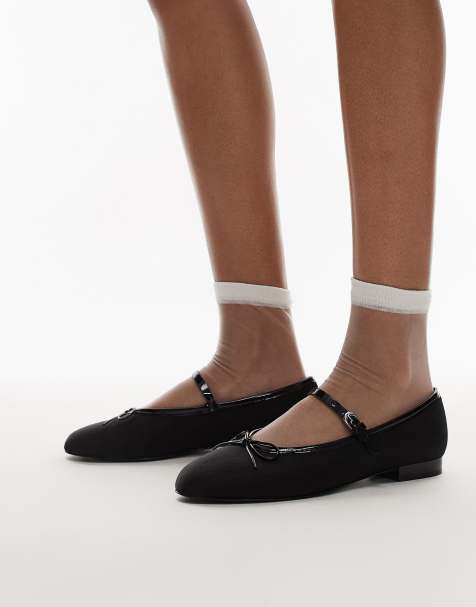 Mango ballet pump with strap in black - view 1