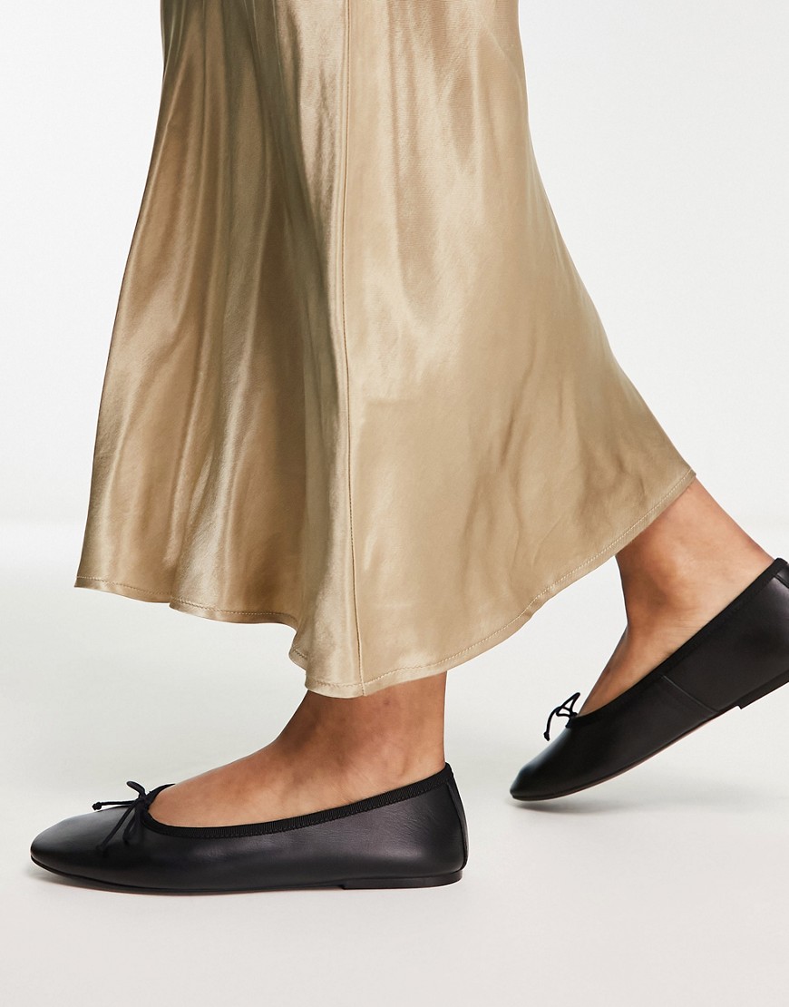 Mango ballet pumps with bow detail in black