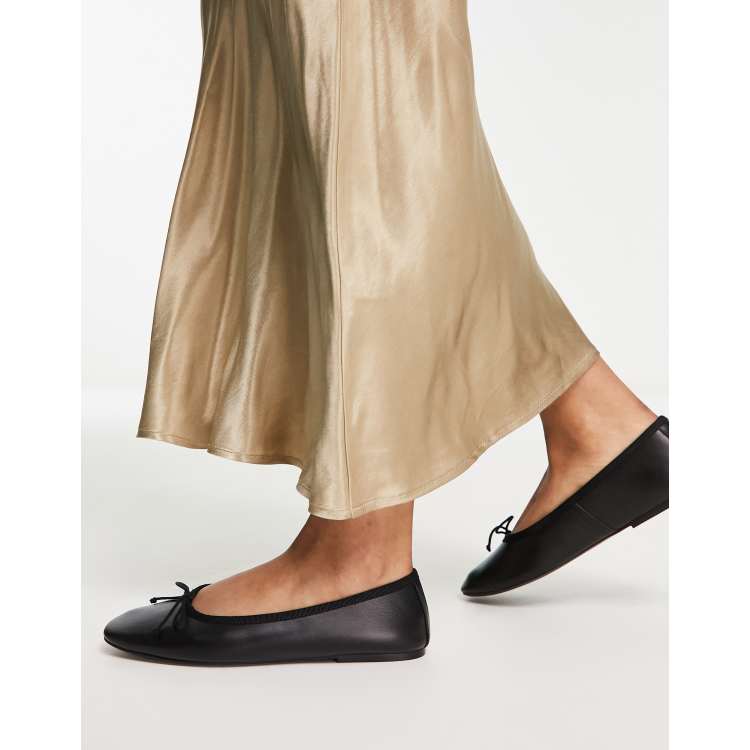 Mango ballet pumps with bow detail in black ASOS