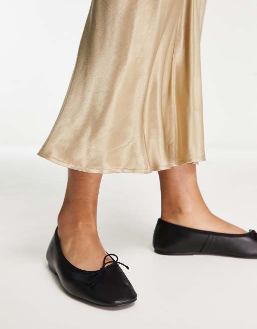 Mango leather store flats