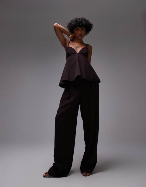 Mango balloon leg tailored trouser co-ord in chocolate - view 1