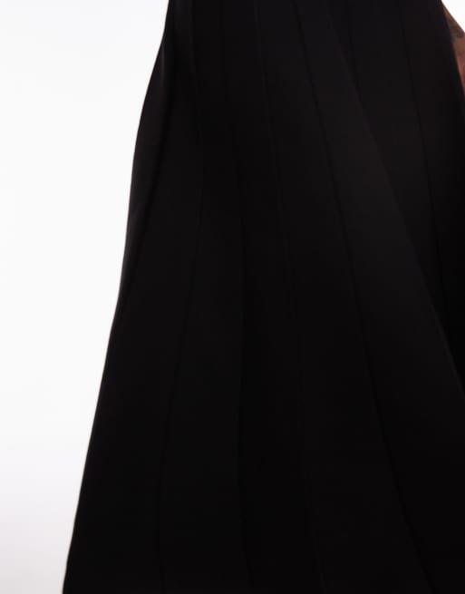 Mango bandeau knitted volume skirt midi dress in black, 3 of 4