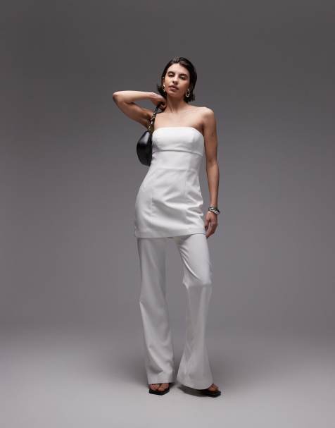 Mango bandeau layered jumpsuit in white - view 1