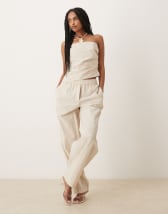 ASOS DESIGN linen blend longline top in tile print - part of a set