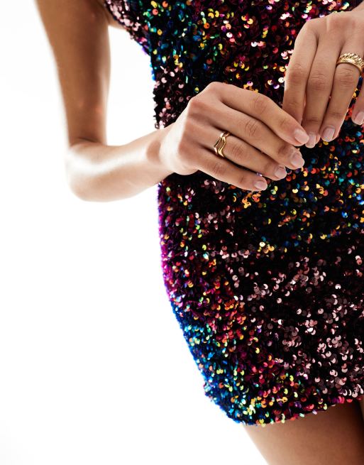 Mango rainbow hot sale sequin dress