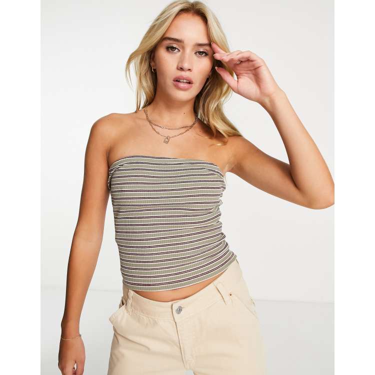 Mango bandeau top in tan stripe