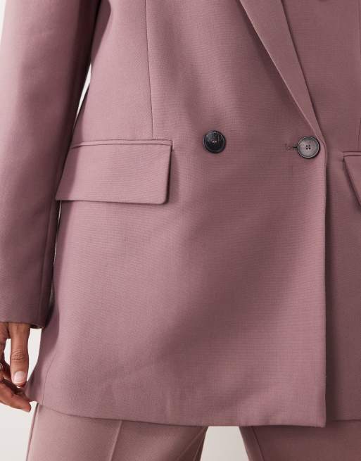 Mango – Bangkok – Zweireihiger Blazer aus Wollmix in Zartrosa, Kombiteil, 3 von 4