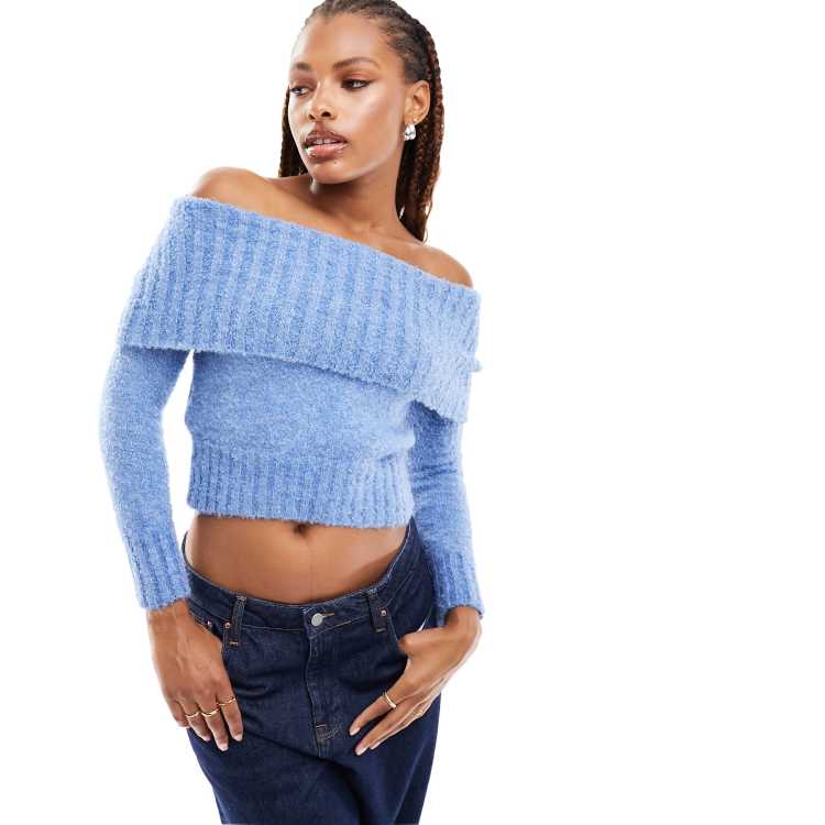 Blue bardot jumper sales