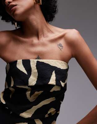 Mango Bardot Mixed Zebra Print Jumpsuit