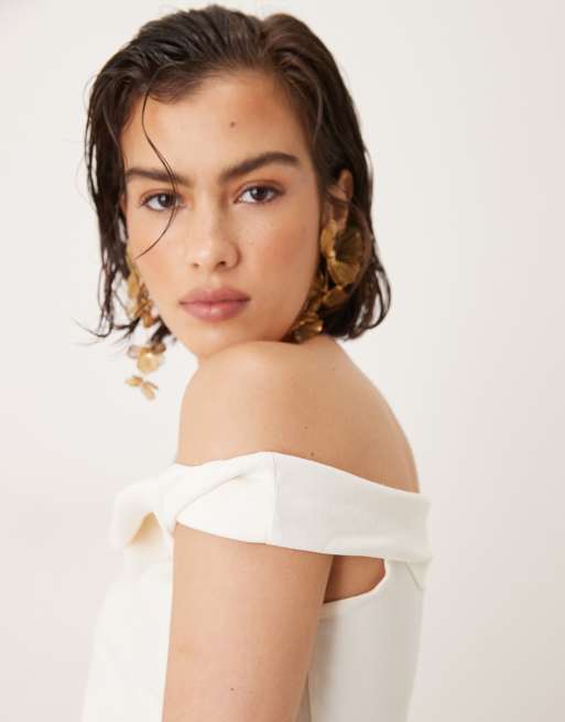 Mango bardot top in white , 4 of 4