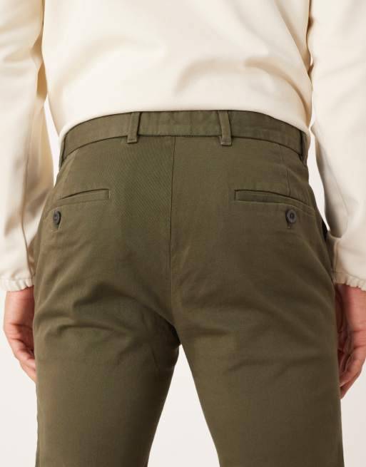 Mango Barna cotton mix slim trousers in khaki green, 5 of 5