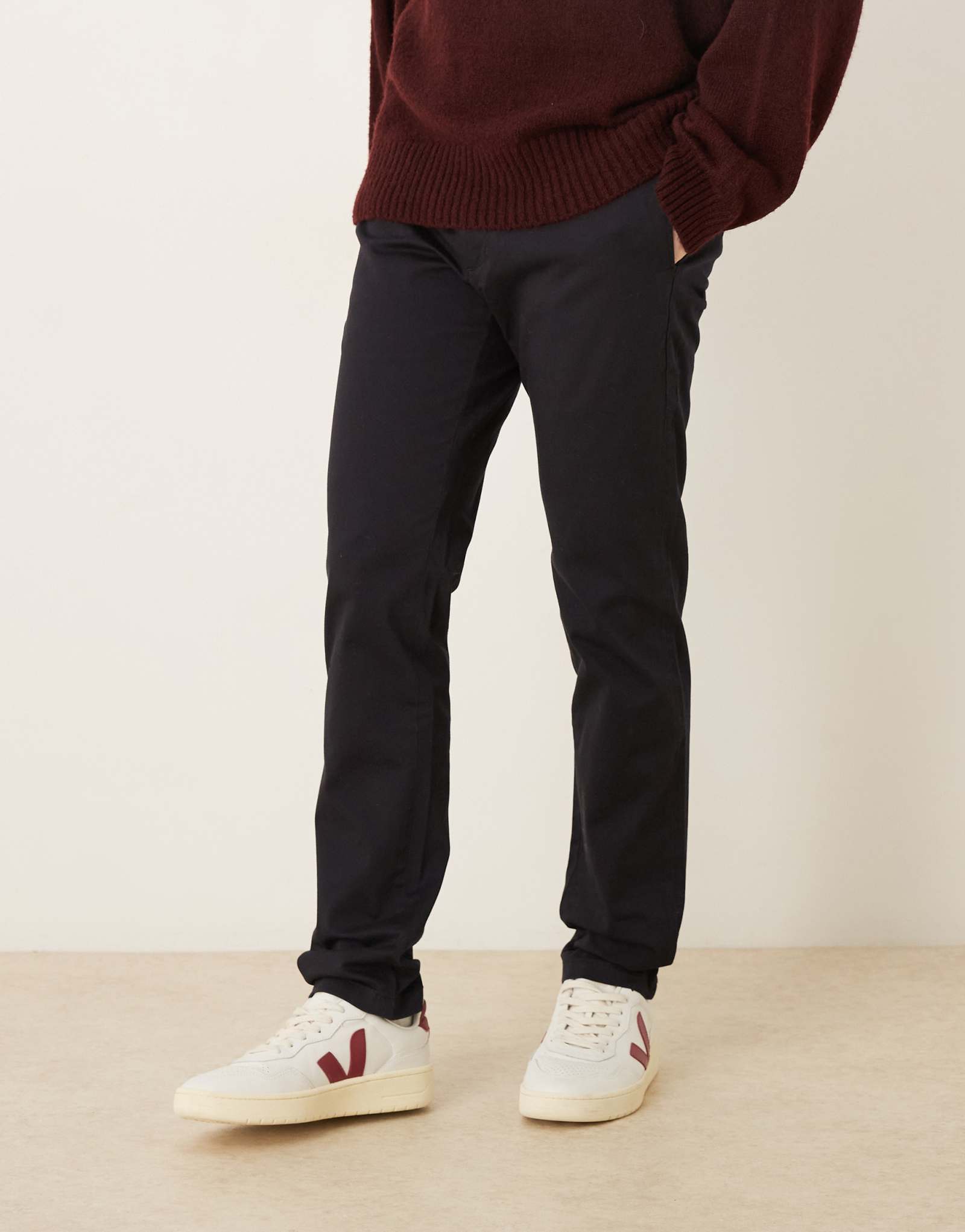 Прямые брюки из плотного хлопка Mango Barna темно-синего цвета, сшитые на заказ