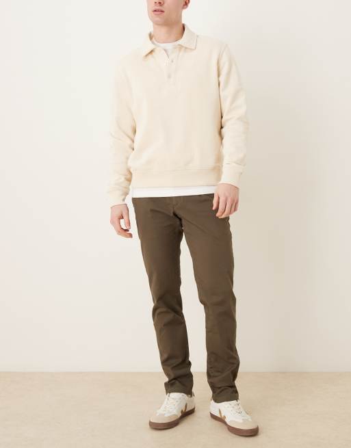 Mango Barna cotton rich straight tailored trouser in khaki, 2 of 5