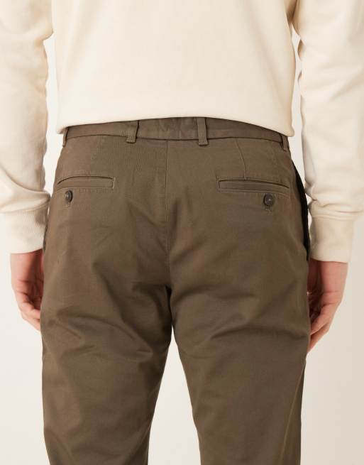 Mango Barna cotton rich straight tailored trouser in khaki, 4 of 5