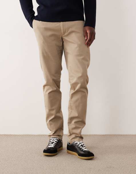 Mango – Barna – Ljusbeige byxor i slim fit - view 1