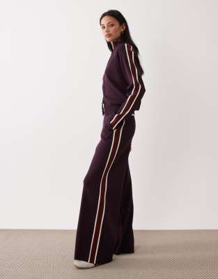 Mango - Barneda - Gerade geschnittene Strickhose in Pflaume, Kombiteil-Rot