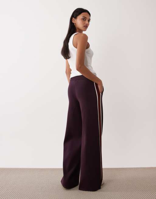 Mango – Barneda – Gerade geschnittene Strickhose in Pflaume, Kombiteil, 4 von 5
