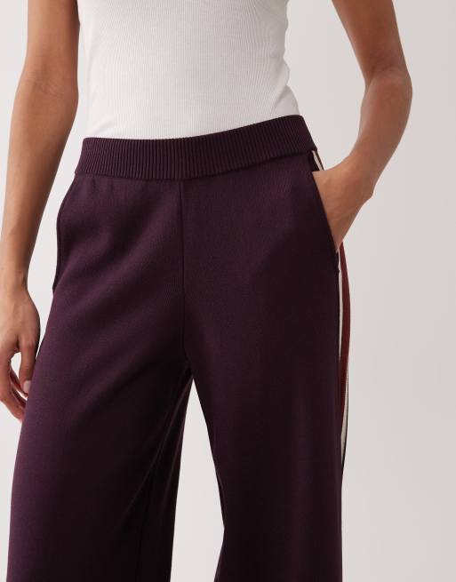 Mango - Barneda - Pantalon droit d'ensemble en maille - Prune, 3 de 5