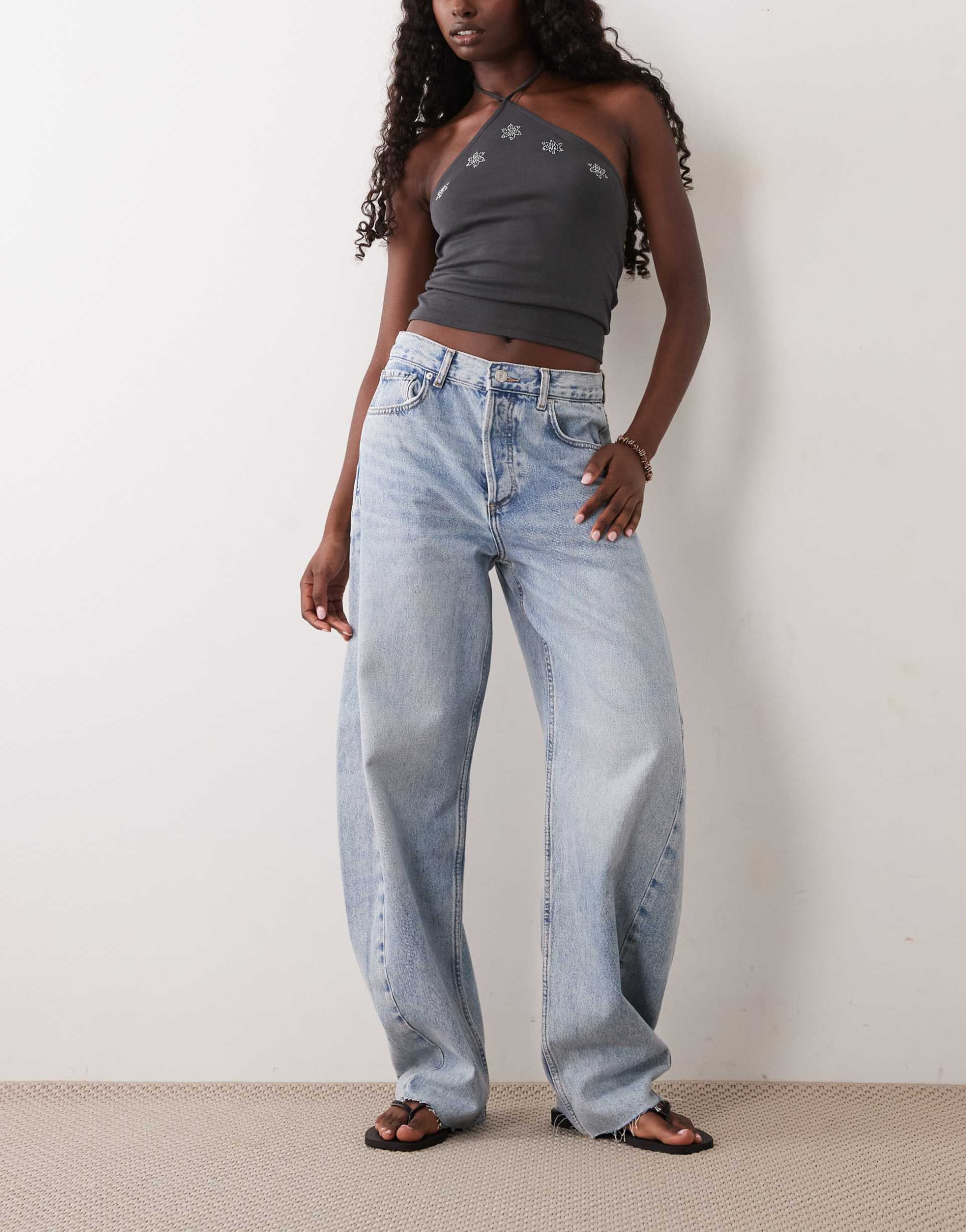 mango barrel jeans in light blue