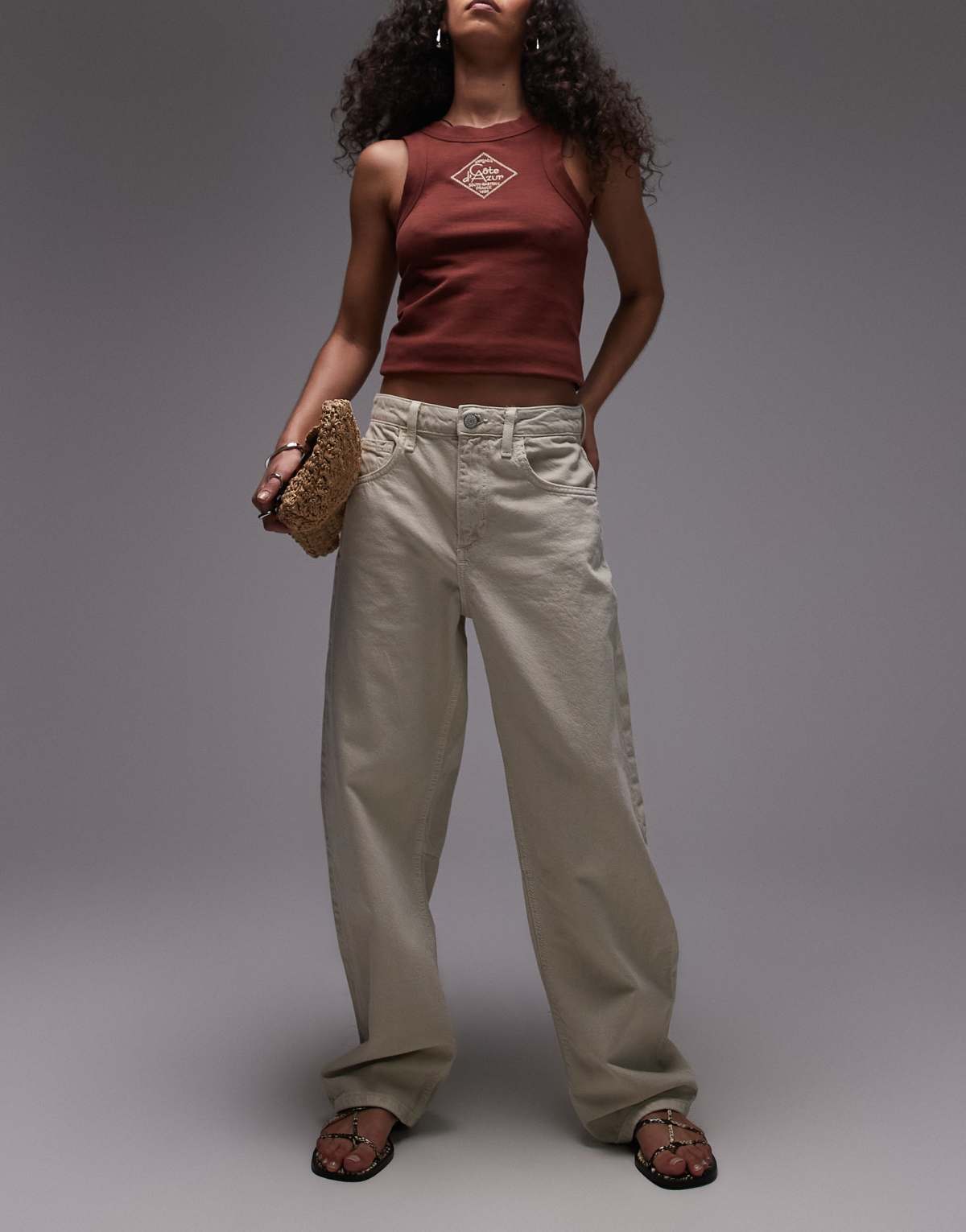 Mango barrel leg jeans in stone
