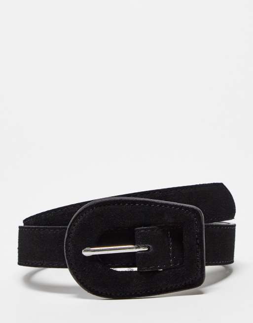 Mango bart leather belt in black