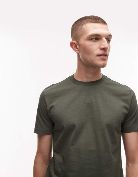 Mango basic short sleeve t-shirt in khaki - view 1
