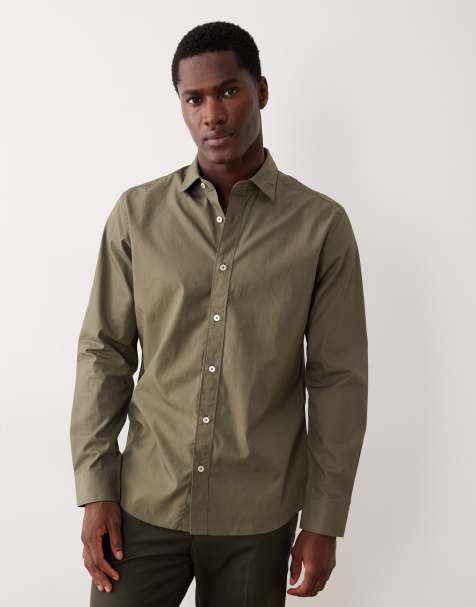 Mango cotton shirt in light khaki