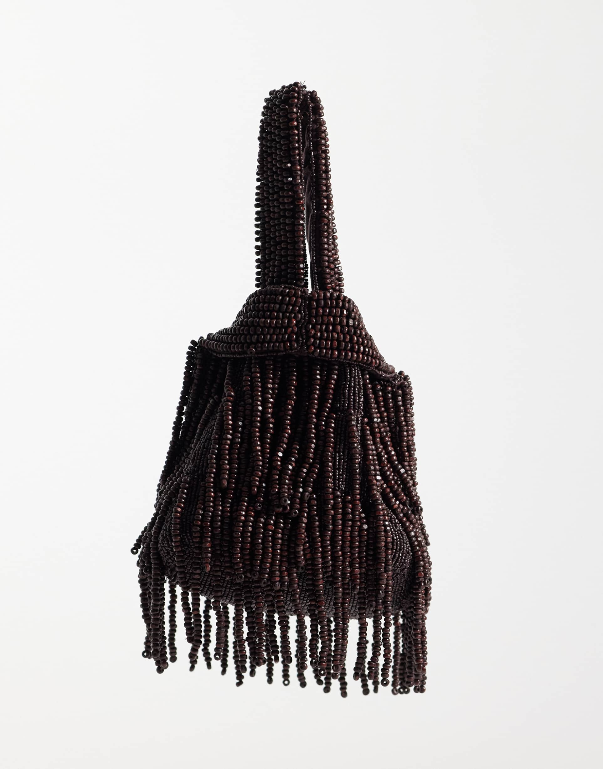 mango beaded bag in brown