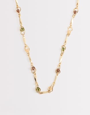 Mango Beaded Chain Necklace In Gold