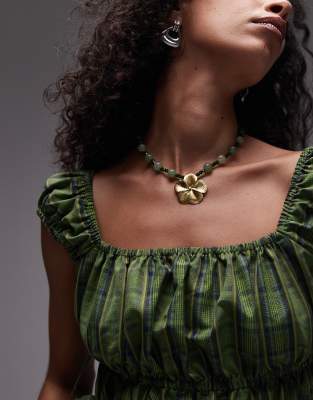 Mango Beaded Flower Necklace