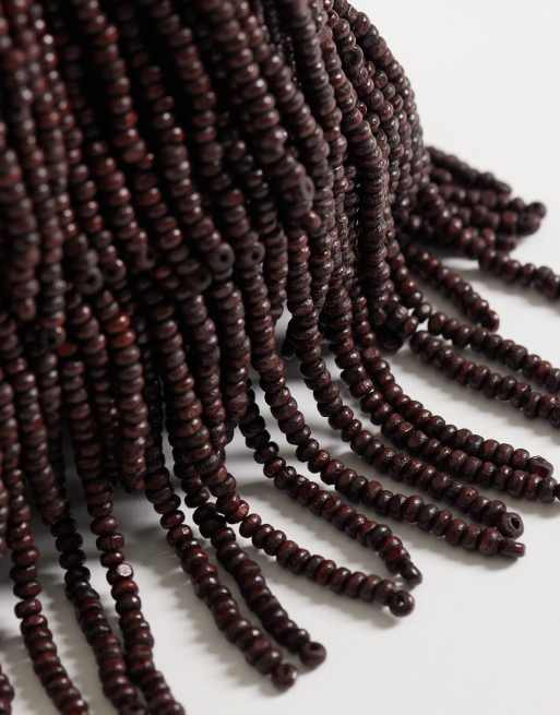 Mango beaded handbag in brown, 3 of 4
