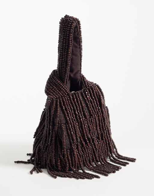 Mango beaded handbag in brown, 4 of 4