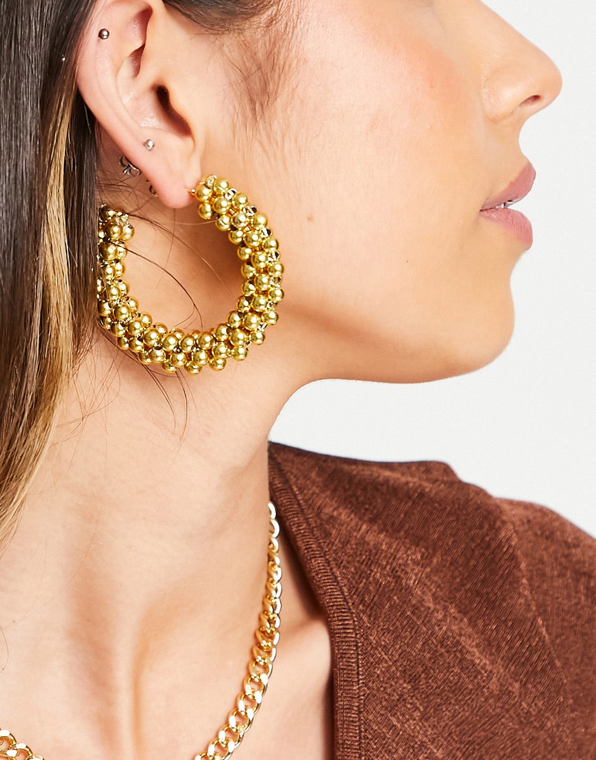 Mango beaded hoop earrings in gold